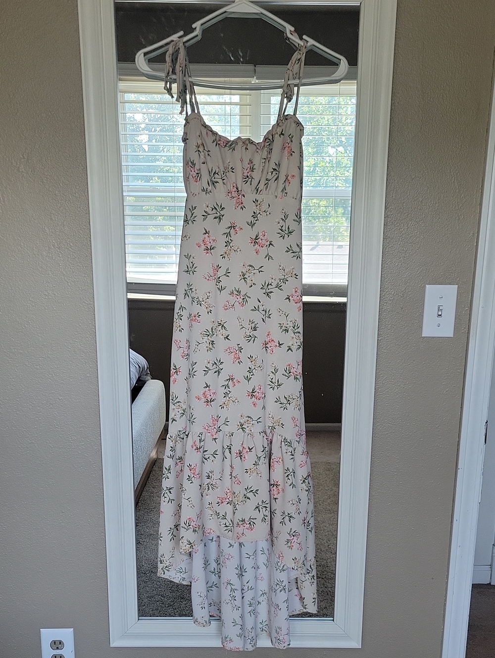 Altard State Cream Maxi Dress with Pink Floral Print XS